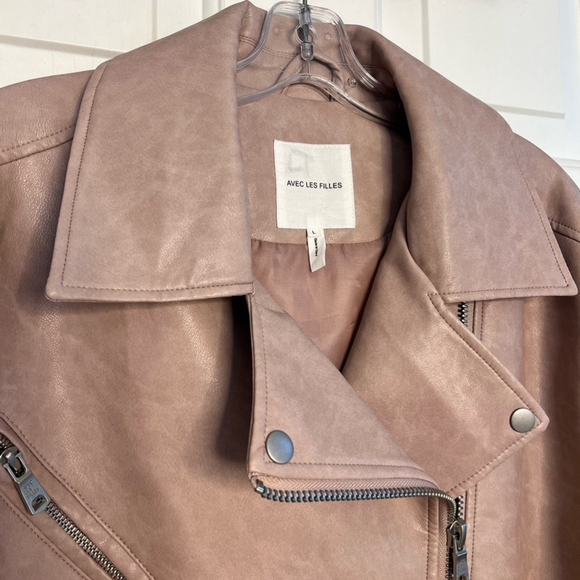 SOLD Avec Les Filles X Anthropologie Oversized Faux Leather Moto Jacket Large - Picture 8 of 15